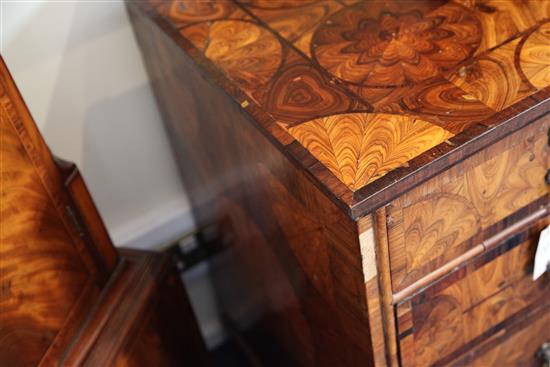 An 18th century and later oyster veneered chest, W.3ft 3in.